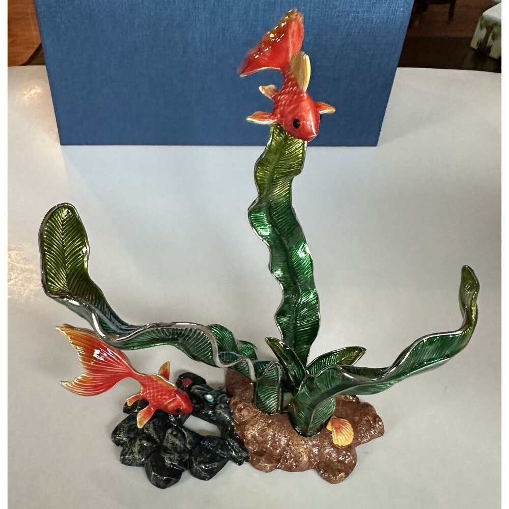 $178 Jere Goldfish Fish & Reef Wine Bottle Holder, Luxury Barware - Picture 3 of 10